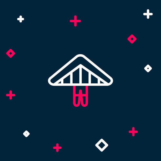 线悬挂滑翔机图标孤立在蓝色背景。极限运动。色彩斑斓的轮廓的概念。向量图片下载