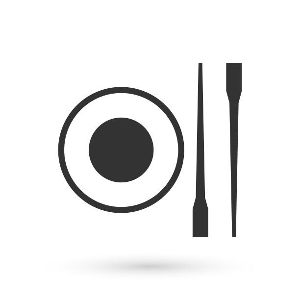 灰色的食物筷子与盘子图标孤立在白色的背景。亚洲菜用的韩国木棒。东方器具。向量图片下载