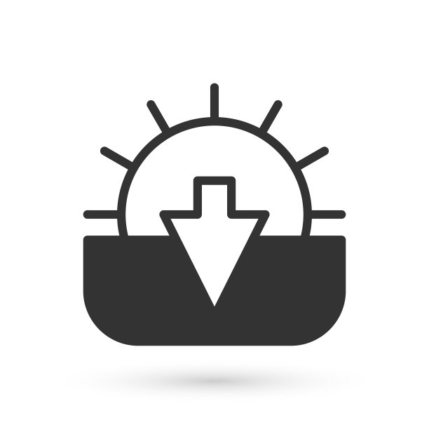 灰色日落图标孤立在白色背景。向量图片下载