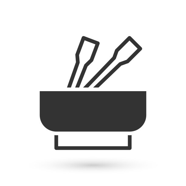 灰色的亚洲面条碗和筷子图标孤立的白色背景。街头快餐。韩国菜，日本菜，中国菜。向量图片下载