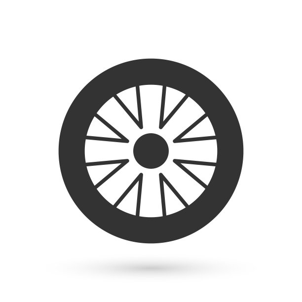 灰色合金车轮的汽车图标孤立在白色的背景。向量图片下载