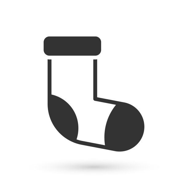 白色背景上的灰色圣诞袜图标。圣诞快乐，新年快乐。矢量图图片下载