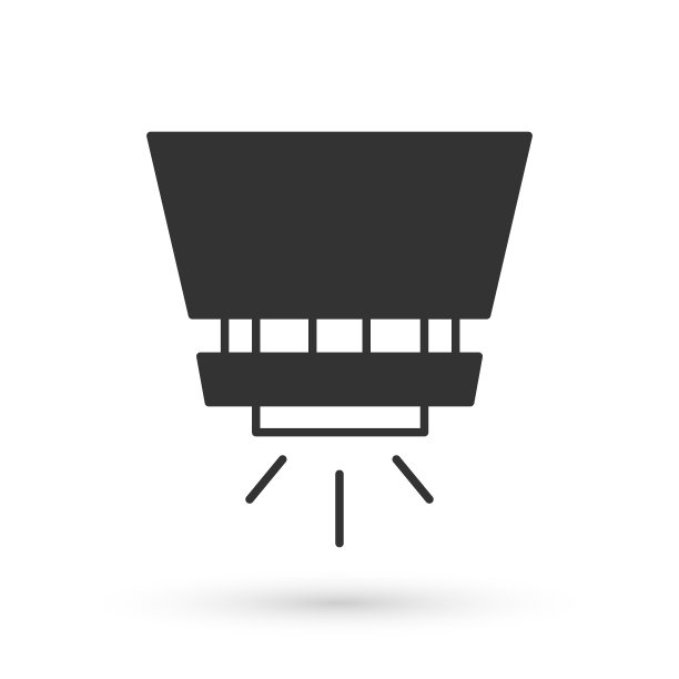 灰色消防喷淋系统图标孤立在白色背景。洒水车，灭火器固体图标。向量图片下载