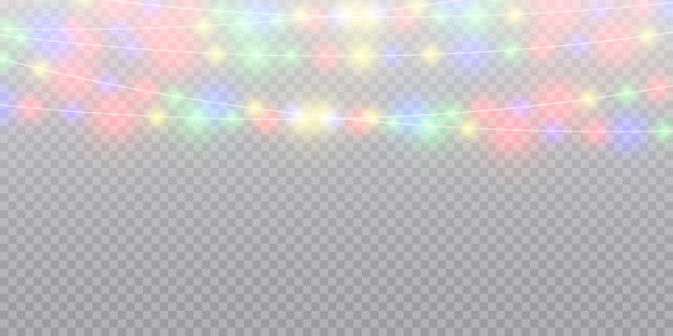 圣诞灯孤立现实的设计元素。发光的圣诞节日卡片，横幅，海报，网页设计。花环PNG图片下载