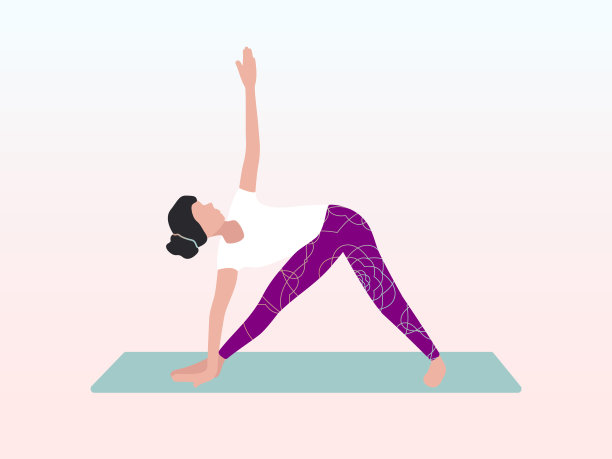 这位女士练习的是三角式或三角式。可用于海报，横幅，传单，明信片，网站。图片下载