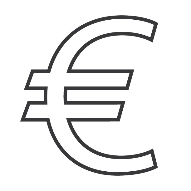 欧元符号细线矢量图标图片下载