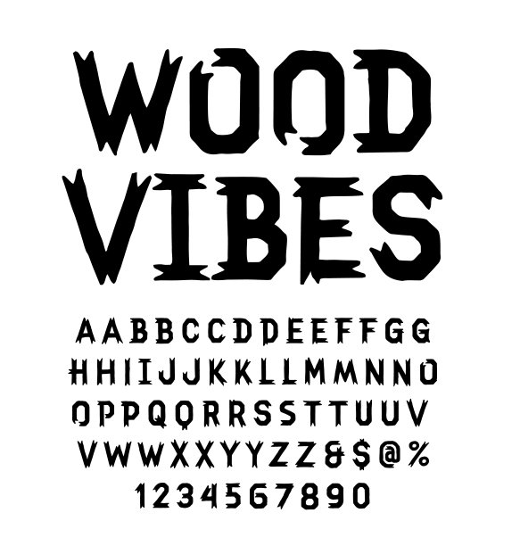 木材Vibes手工绘制的字母表图片下载