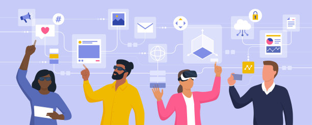 人们与虚拟界面交互图片下载