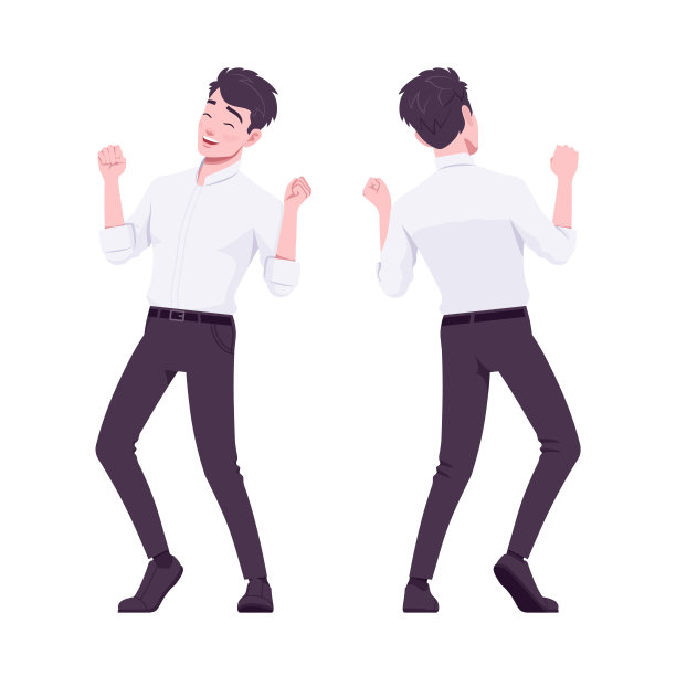 办公室勤杂工，现代人摆着胜利者的姿势图片下载