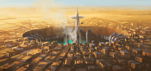 神秘的沙漠坑，3d插图。图片下载