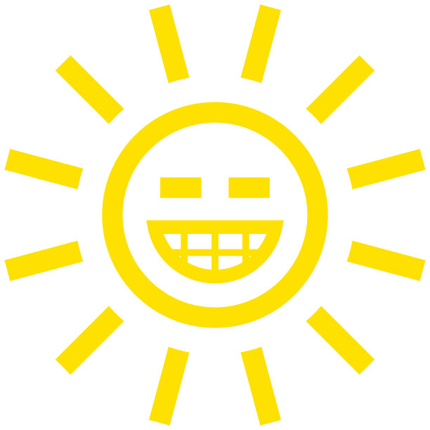 太阳笑脸符号黄色符号孤立的矢量图标图片下载
