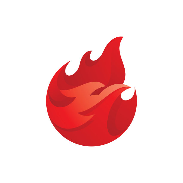 凤凰鸟头和火球标志与现代渐变颜色风格图片下载