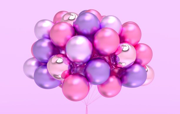 一堆亮晶晶的彩色气球。空的空间用于生日，派对，推广社交媒体横幅，海报。3d渲染气球背景图片下载