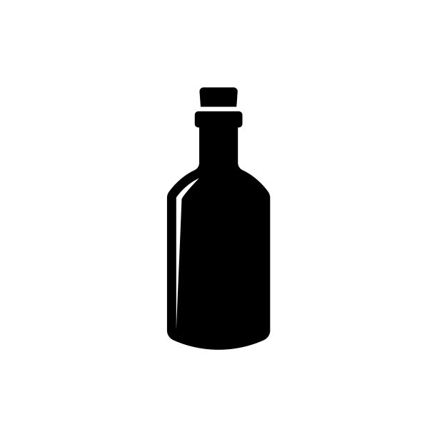 波尔多玻璃瓶和瓶塞轮廓图标图片下载