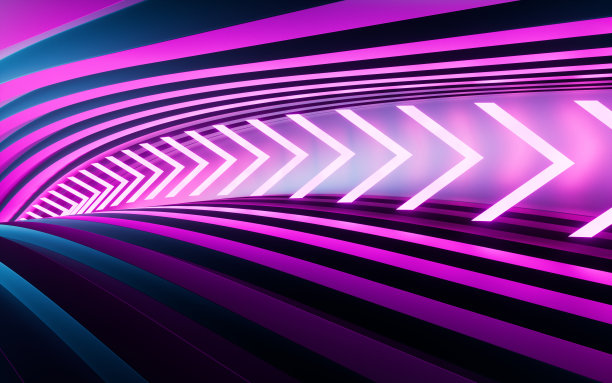 霓虹灯和隧道，3d渲染。图片下载