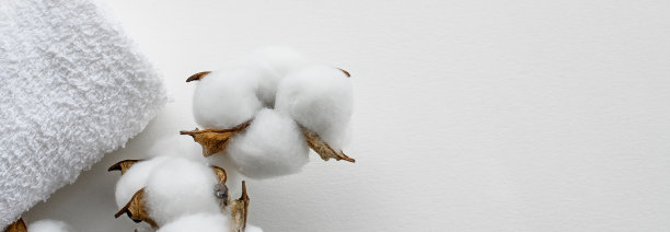 股票的横幅是白色的，上面有一条棉布毛巾。生态产品。图片下载