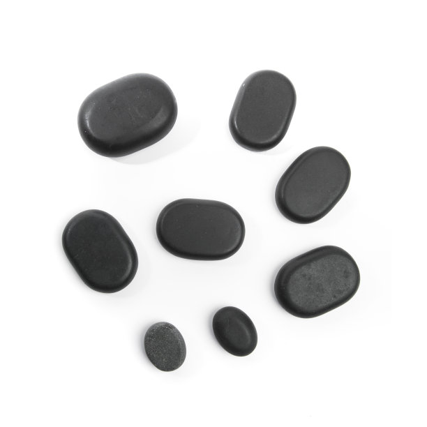 黑色温泉石孤立在白色背景-图像图片下载