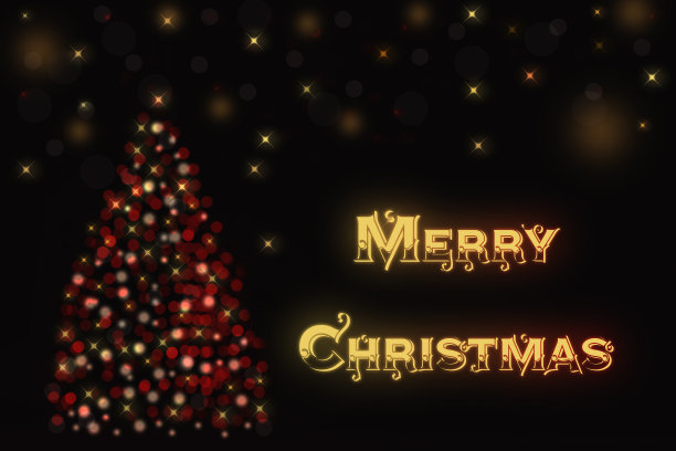 横幅与圣诞树和圣诞快乐题词图片下载