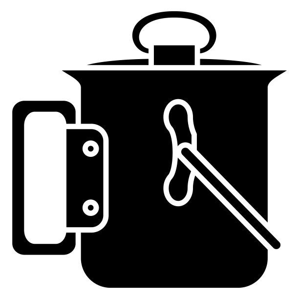 游客用的圆顶杯，带有侧柄和吊链。锅在外面。旅游餐具，旅游，野营。矢量图标，象形文字，孤立图片下载