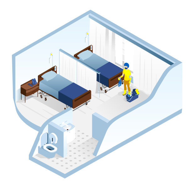 医务室房间清洁的等距图图片下载
