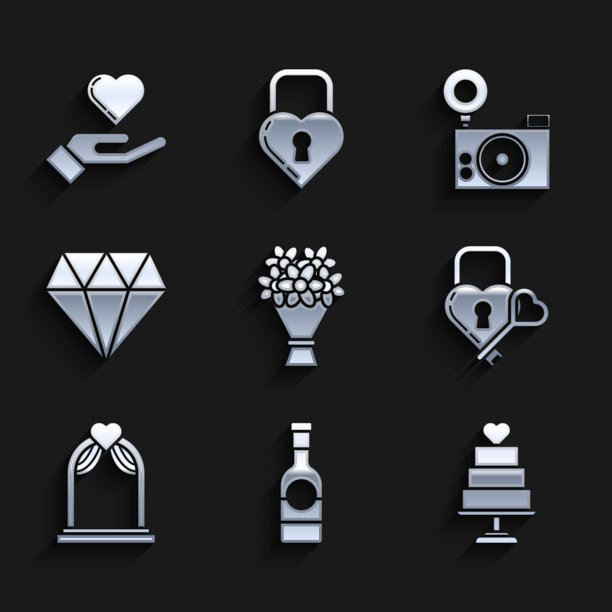 设置花束香槟酒瓶婚礼图片下载