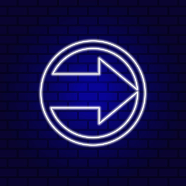 发光方向箭头霓虹灯标志。矢量插图。图片下载