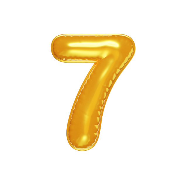 气球形状的数字7，孤立的插图在白色的背景，3d渲染图片下载