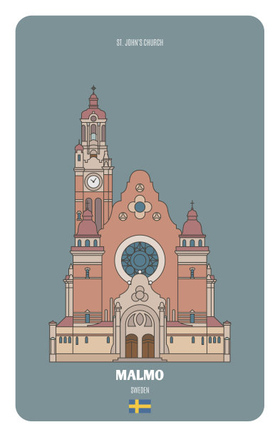 瑞典马尔默的圣约翰教堂。欧洲城市的建筑象征图片下载