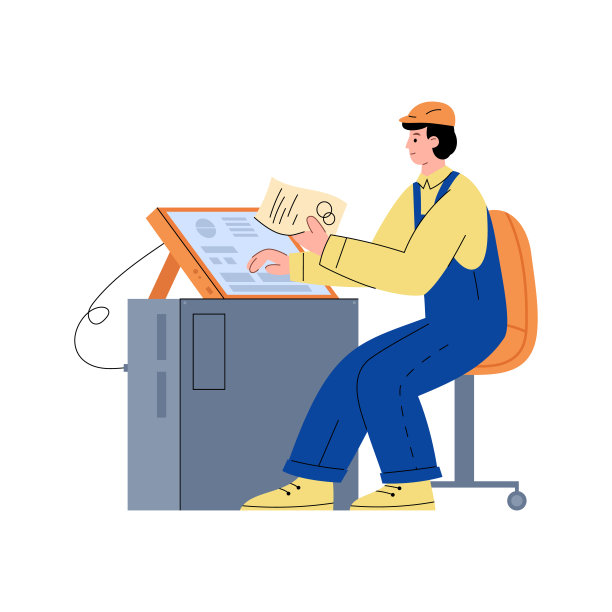 智能工厂工程师监控机器人线，矢量图孤立。图片下载