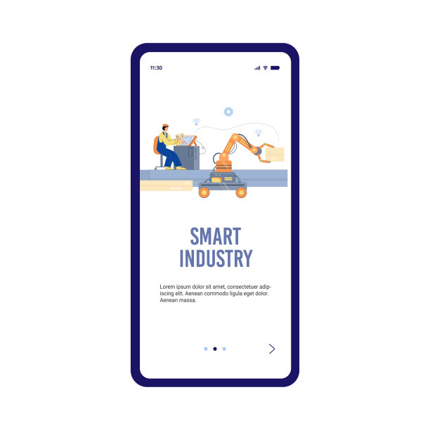 智能工业4.0技术移动登陆页面，平面矢量插图。图片下载