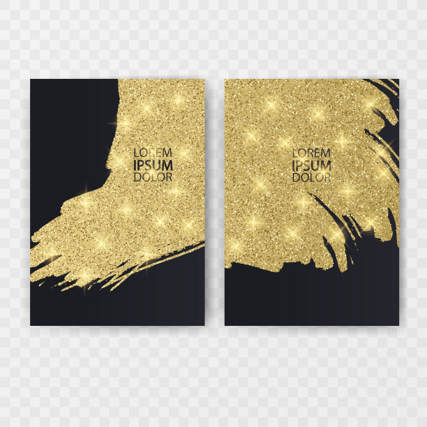 一套黑色和闪光的设计模板小册子，传单，印刷标志，横幅和信息图。矢量格式图片下载