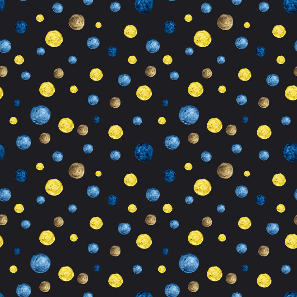 手绘金属水彩点印迹斑点笔触黑色无缝图案背景。图片下载