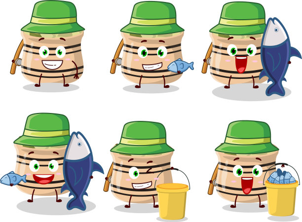 一个渔民绿色豆蔻卡通图片捕捉图片下载