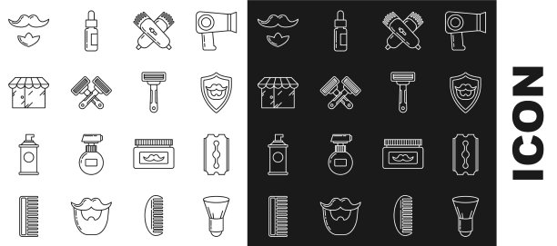 设定线剃须刷刀片剃须刀胡子和图片下载