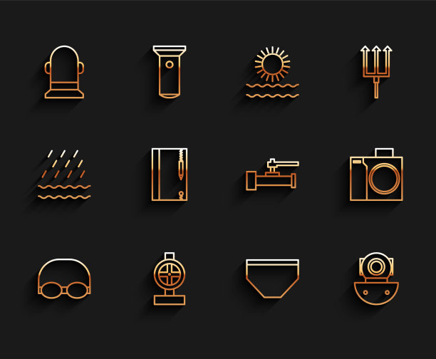 为游泳行业设置线条眼镜和帽子图片下载