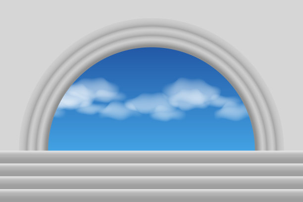 楼梯和通往蓝天的拱形入口图片下载