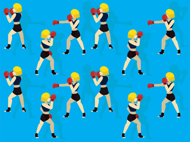 漫画卡通拳击柜台冲孔无缝壁纸背景图片下载