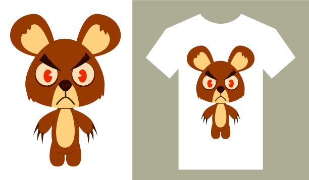愤怒的熊。印花t恤设计图片下载