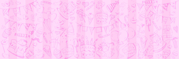 在中性条纹色背景上的手绘糕点图。用钢笔画的漂亮的装饰甜点。节日矢量插图在EPS 10格式。图片下载