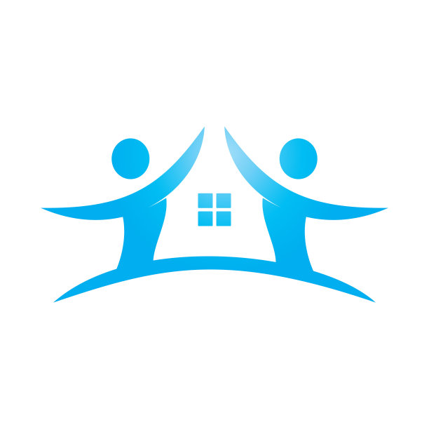 房子和人的标志设计。人们避难所的房子标志概念。图片下载