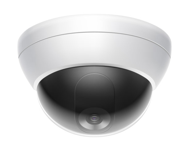 安全摄像头。白色闭路电视监控系统。监视和控制区域或场所，安全措施，警察服务。矢量三维现实插图孤立的白色背景图片下载