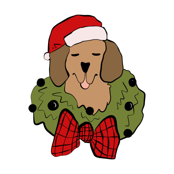 戴着圣诞帽的拉布拉多犬图片下载