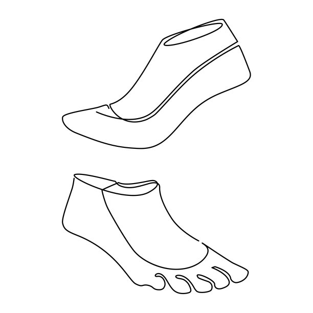 鞋。男性和女性的脚。模型。连续的线条画。矢量插图。图片下载