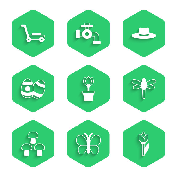 花盆里栽花郁金香蝴蝶蜻蜓图片下载