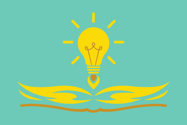 灯和打开的书图标。成功的概念,想法。图片下载