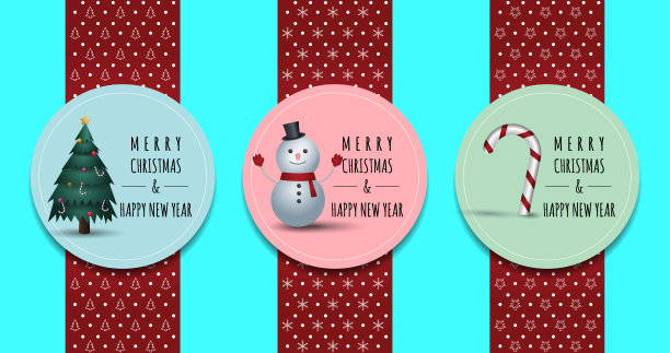 时尚简约的圣诞礼品带篮，配有糖果、雪花饰品、圣诞树、星星和雪人图片下载