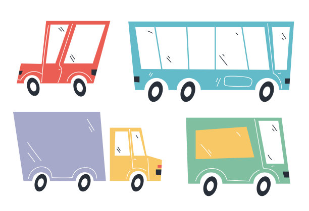 卡通简单的汽车概念插图。矢量平面卡通图形设计孤立集图片下载