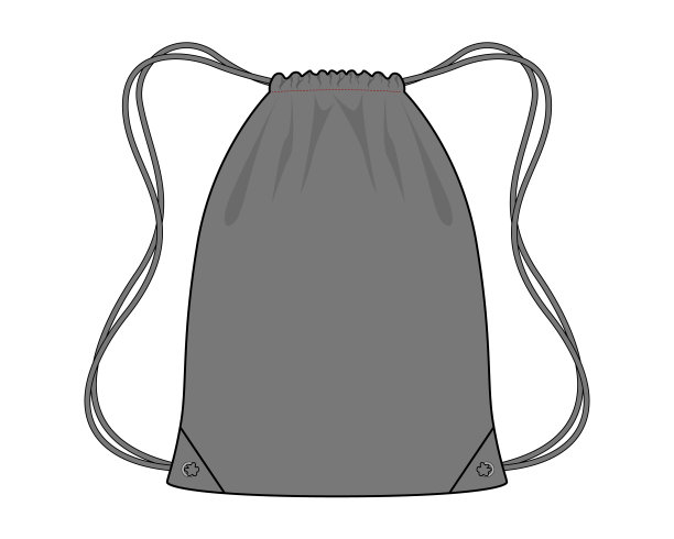 灰色拉绳袋模板向量在白色背景。图片下载