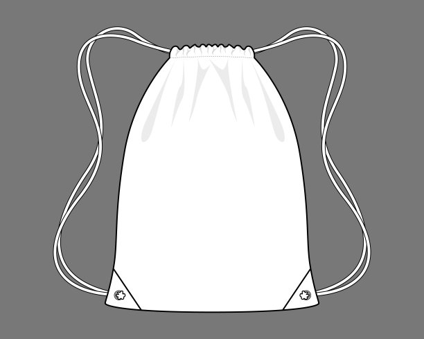 白色拉绳袋模板向量在灰色背景。图片下载