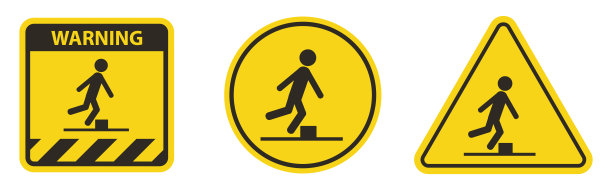 注意注意障碍物符号隔离在白色背景上图片下载